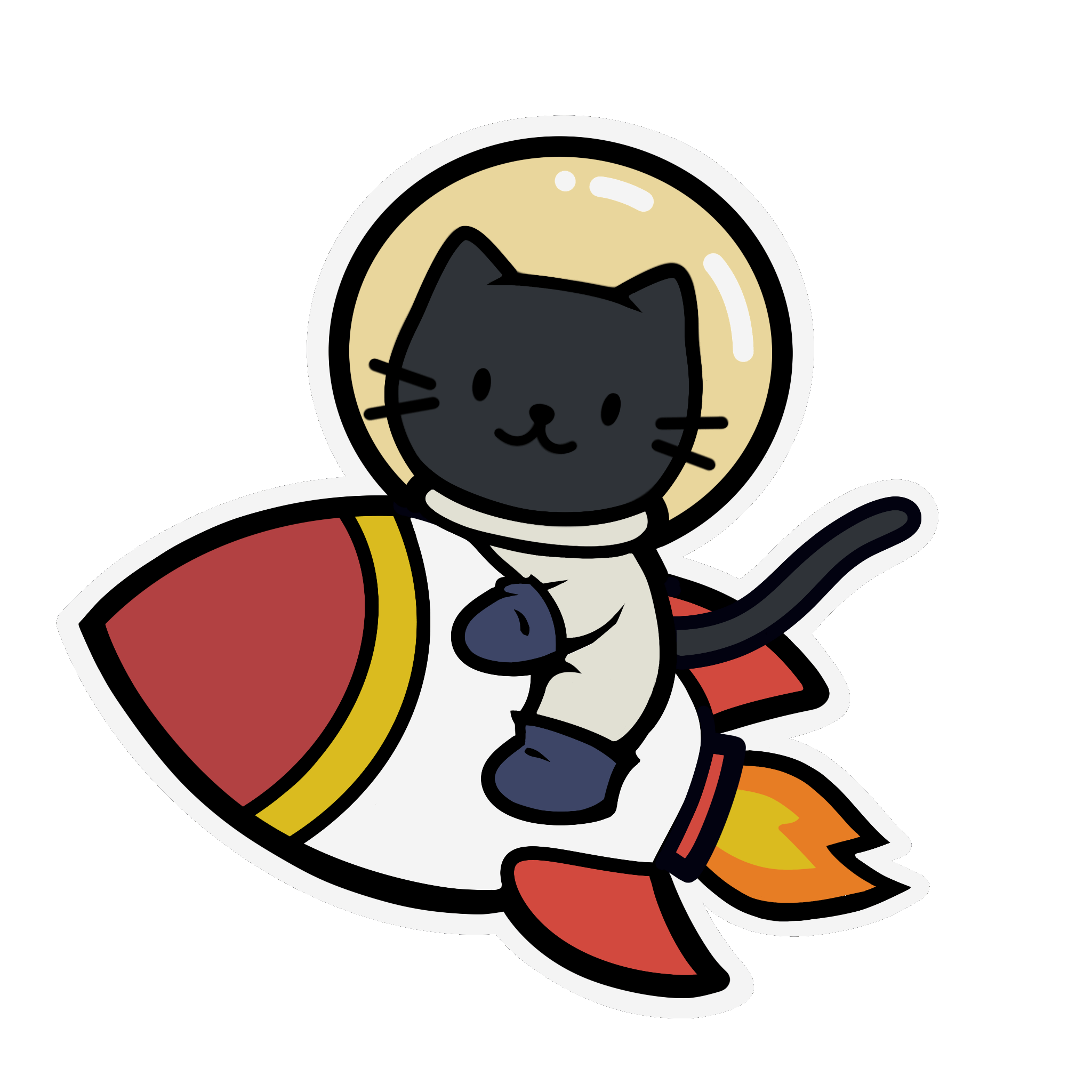 Luna the cat in a rocket
